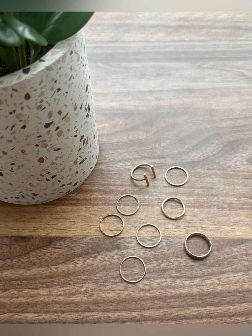 Gold Tone Stacking Ring Set Lot of 8 Boho Minimalist Band Rings